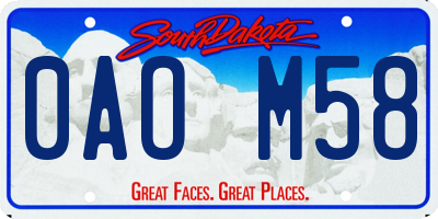 SD license plate 0AOM58