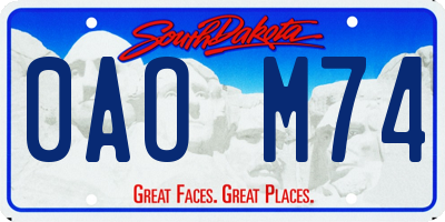 SD license plate 0AOM74