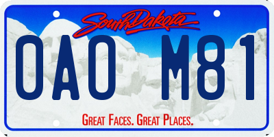 SD license plate 0AOM81