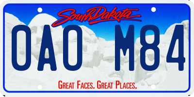 SD license plate 0AOM84