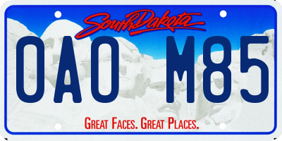 SD license plate 0AOM85