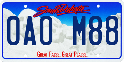 SD license plate 0AOM88