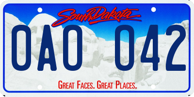 SD license plate 0AOO42