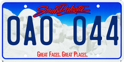 SD license plate 0AOO44