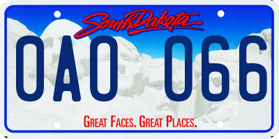 SD license plate 0AOO66