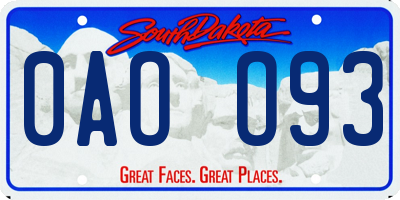 SD license plate 0AOO93