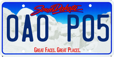 SD license plate 0AOP05