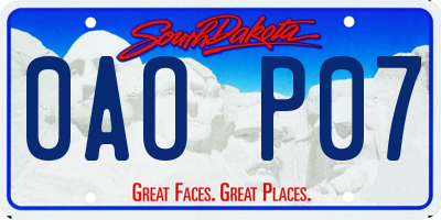 SD license plate 0AOP07