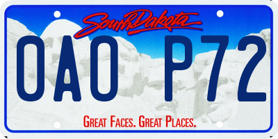 SD license plate 0AOP72