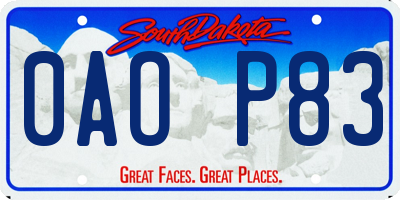 SD license plate 0AOP83