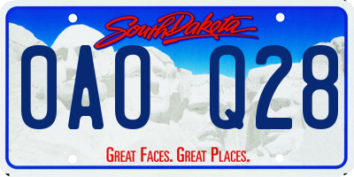 SD license plate 0AOQ28