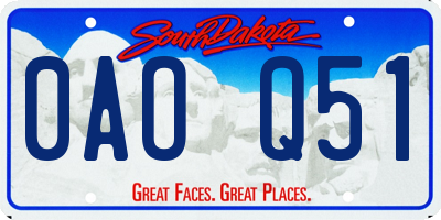 SD license plate 0AOQ51