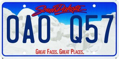 SD license plate 0AOQ57