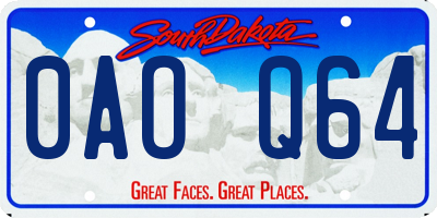 SD license plate 0AOQ64