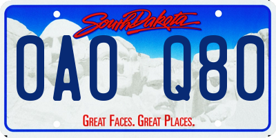 SD license plate 0AOQ80