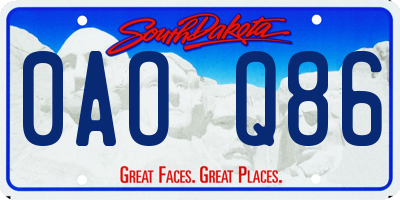 SD license plate 0AOQ86