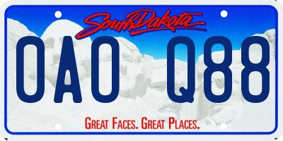 SD license plate 0AOQ88