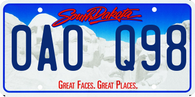 SD license plate 0AOQ98