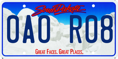 SD license plate 0AOR08