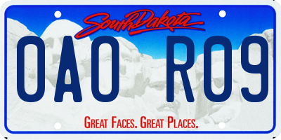 SD license plate 0AOR09