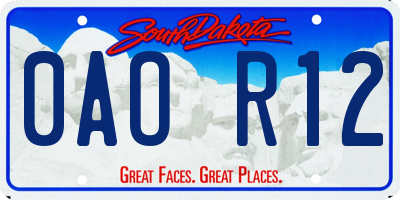 SD license plate 0AOR12