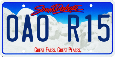 SD license plate 0AOR15