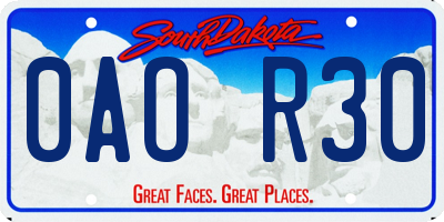 SD license plate 0AOR30