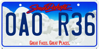 SD license plate 0AOR36