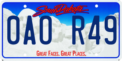 SD license plate 0AOR49