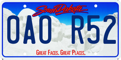 SD license plate 0AOR52