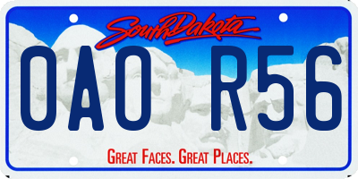 SD license plate 0AOR56