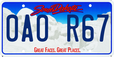 SD license plate 0AOR67