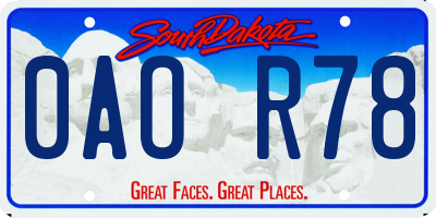 SD license plate 0AOR78