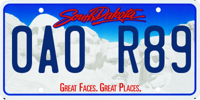 SD license plate 0AOR89