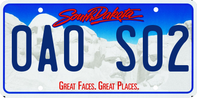 SD license plate 0AOS02