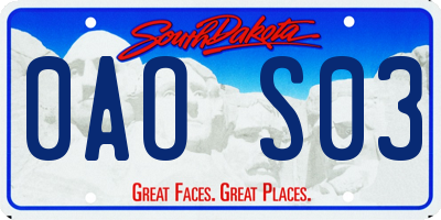 SD license plate 0AOS03