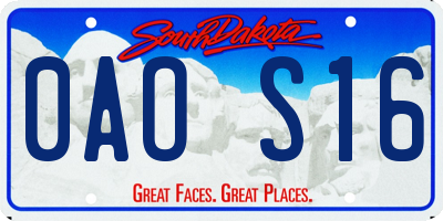 SD license plate 0AOS16