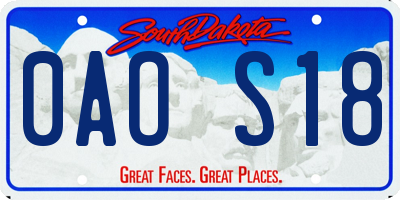 SD license plate 0AOS18