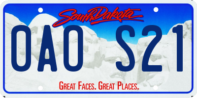 SD license plate 0AOS21