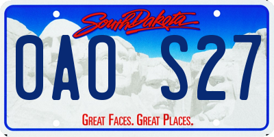 SD license plate 0AOS27