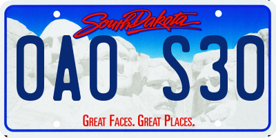 SD license plate 0AOS30