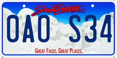 SD license plate 0AOS34