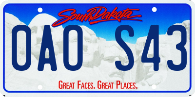 SD license plate 0AOS43