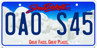 SD license plate 0AOS45
