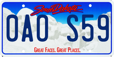 SD license plate 0AOS59