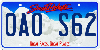 SD license plate 0AOS62