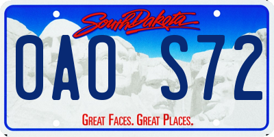 SD license plate 0AOS72