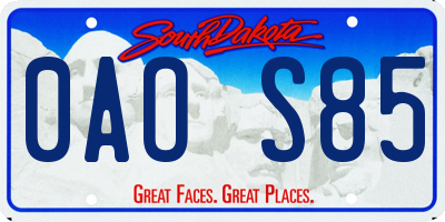 SD license plate 0AOS85