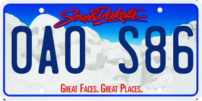 SD license plate 0AOS86