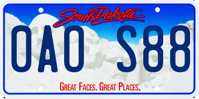 SD license plate 0AOS88